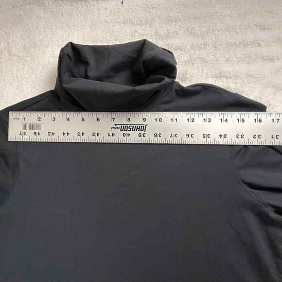 Sundance Womens Black Turtleneck Long Sleeve Lace Hem Top PL Stretch Casual New - Picture 5 of 7